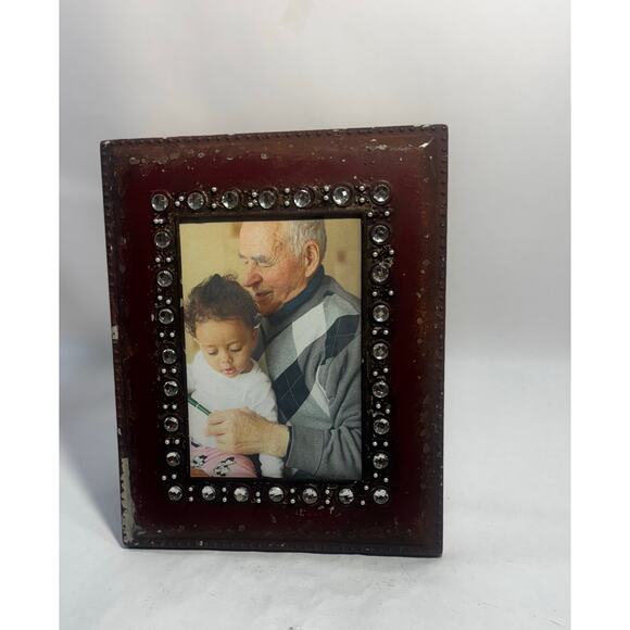 Rustic Distressed Finish Vintage style Metal Photo Frame Picture Holder 5x7 inch - Picture 7 of 8